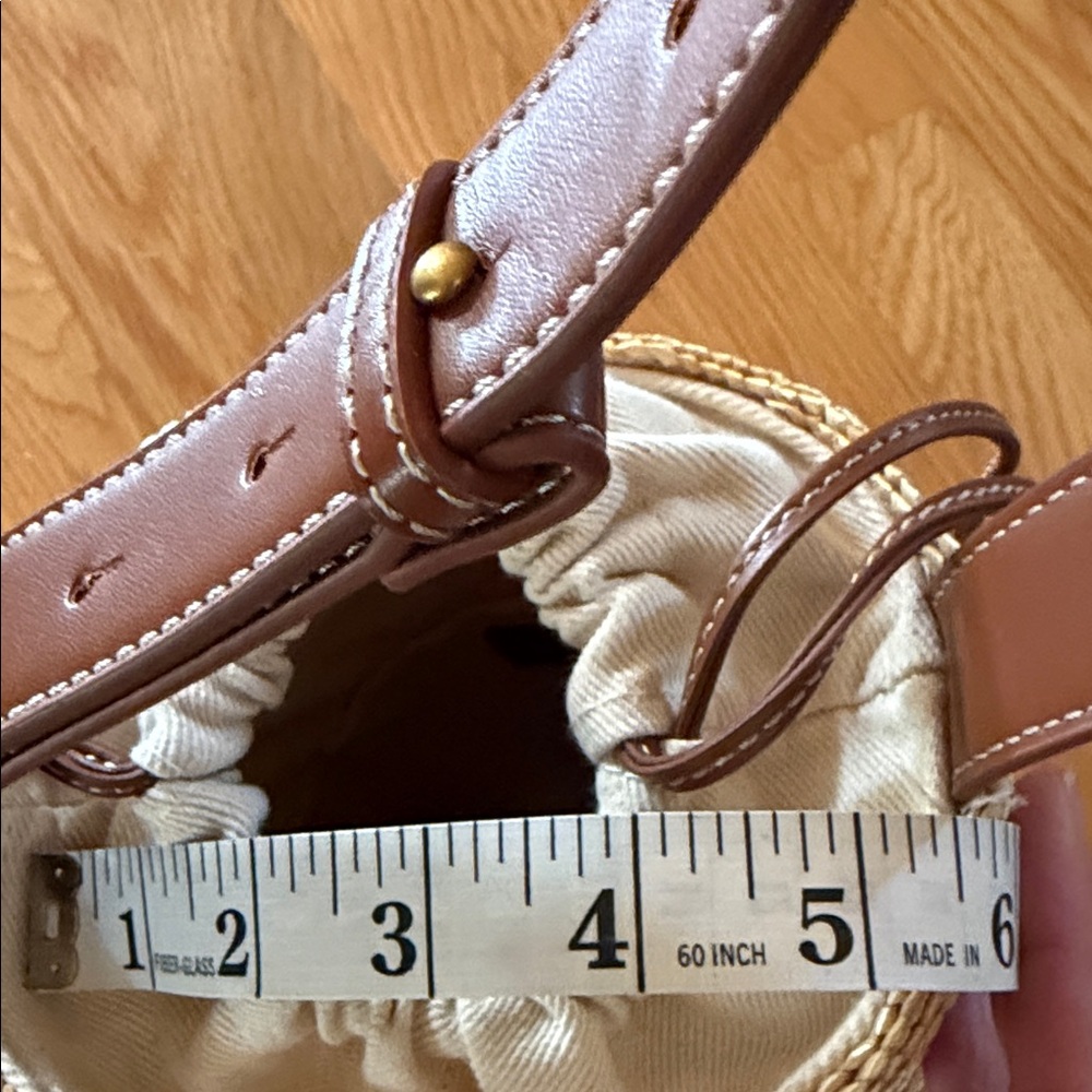 ZARA Woven Straw basket bag with Brown leather Strap - Natural - Picture 2 of 5